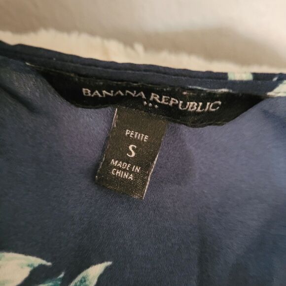 Banana Republic Womens Top Size Small Petite Blue Floral Boho Peplum - Picture 7 of 10